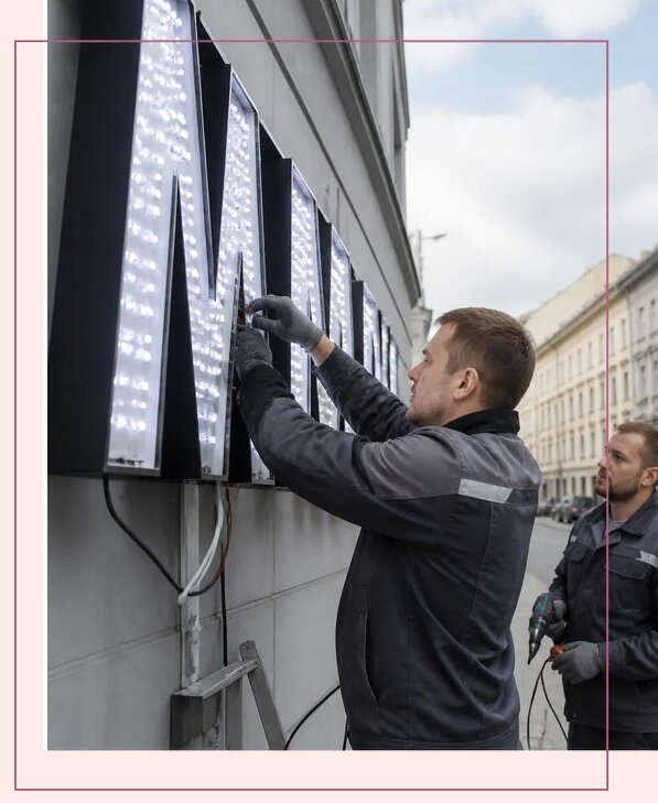 Изготовление и монтаж светодиодных LED вывесок в Лысьве